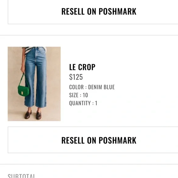 Sezane Le Crop Denim Blue - Size 10 - Picture 7 of 15